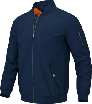 BGOWATU Men's Bomber Jacket Lightweight Windbreaker Jacket for Men Casual Fall Coat