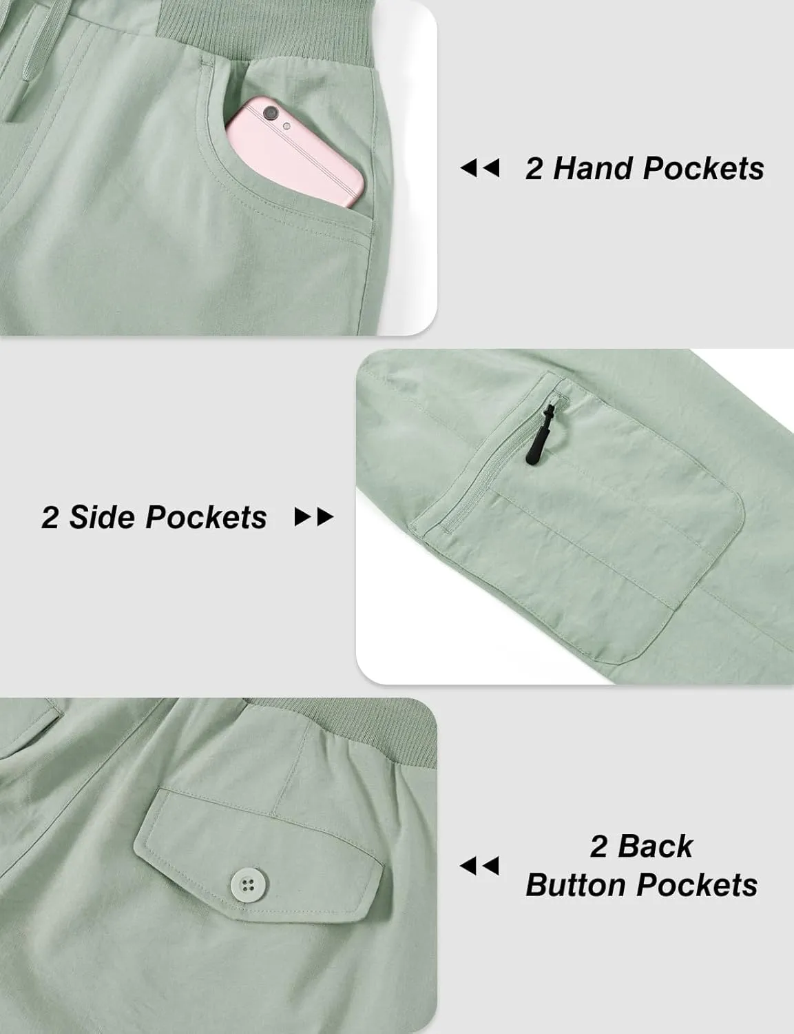 BGOWATU Women's Capris Lightweight Cargo Hiking Pants with 6 Pockets Quick Dry Summer Outdoor Casual Travel Roll Up Pants