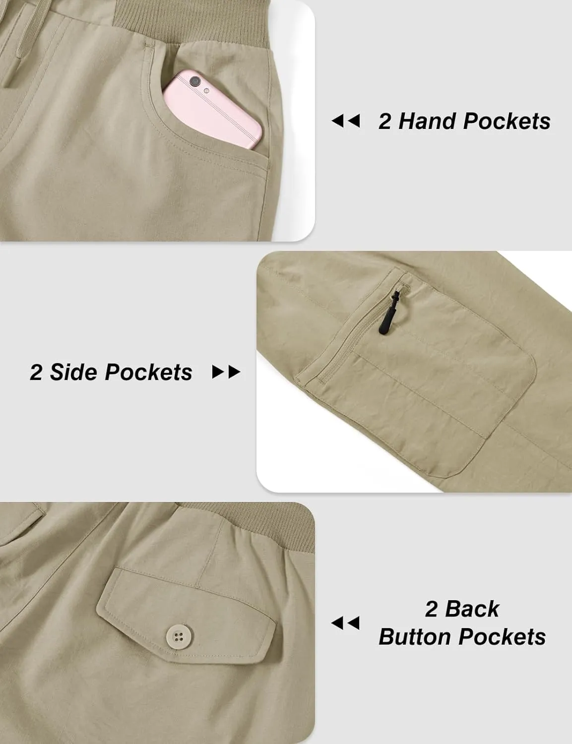 BGOWATU Women's Capris Lightweight Cargo Hiking Pants with 6 Pockets Quick Dry Summer Outdoor Casual Travel Roll Up Pants