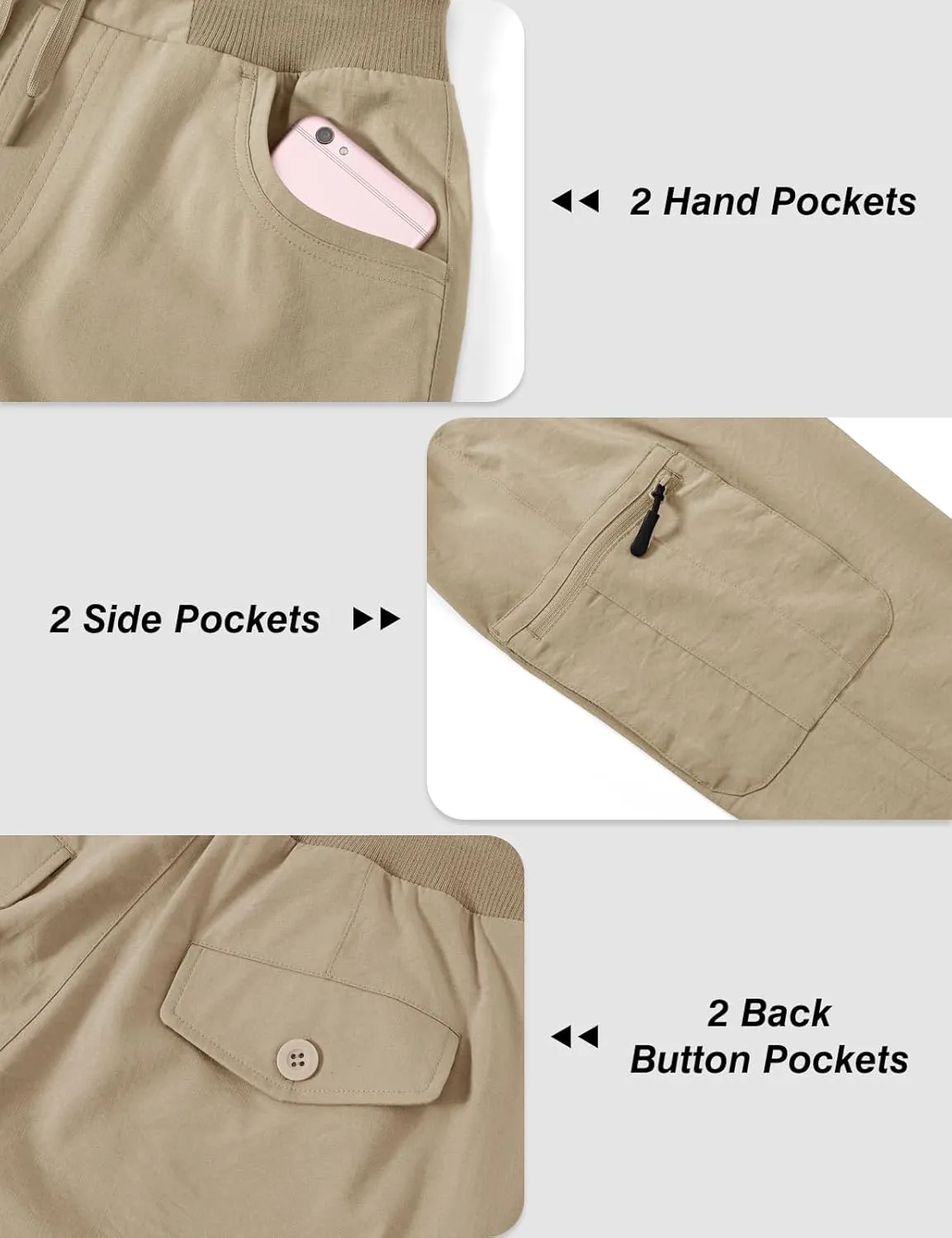 BGOWATU Women's Capris Lightweight Cargo Hiking Pants with 6 Pockets Quick Dry Summer Outdoor Casual Travel Roll Up Pants