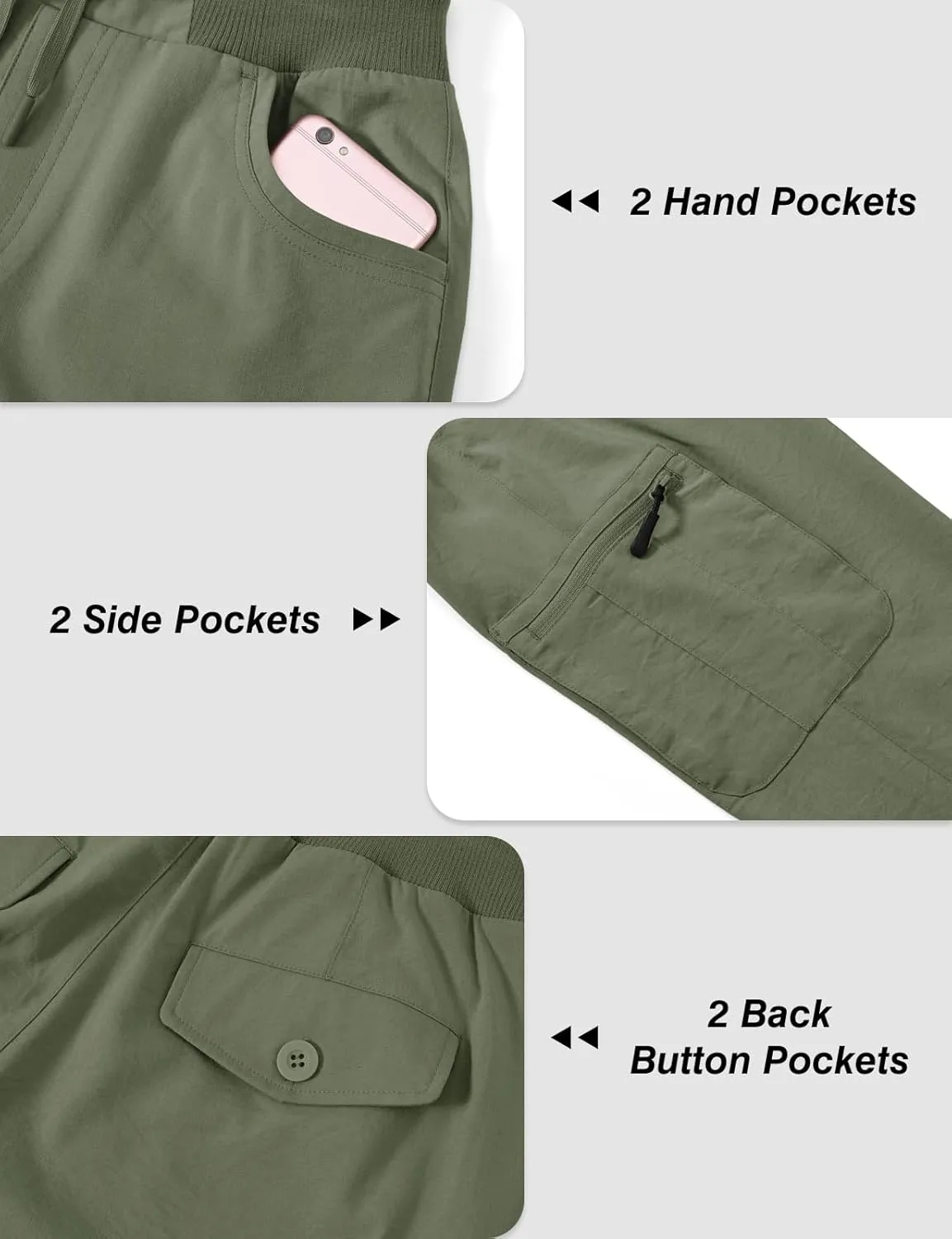 BGOWATU Women's Capris Lightweight Cargo Hiking Pants with 6 Pockets Quick Dry Summer Outdoor Casual Travel Roll Up Pants