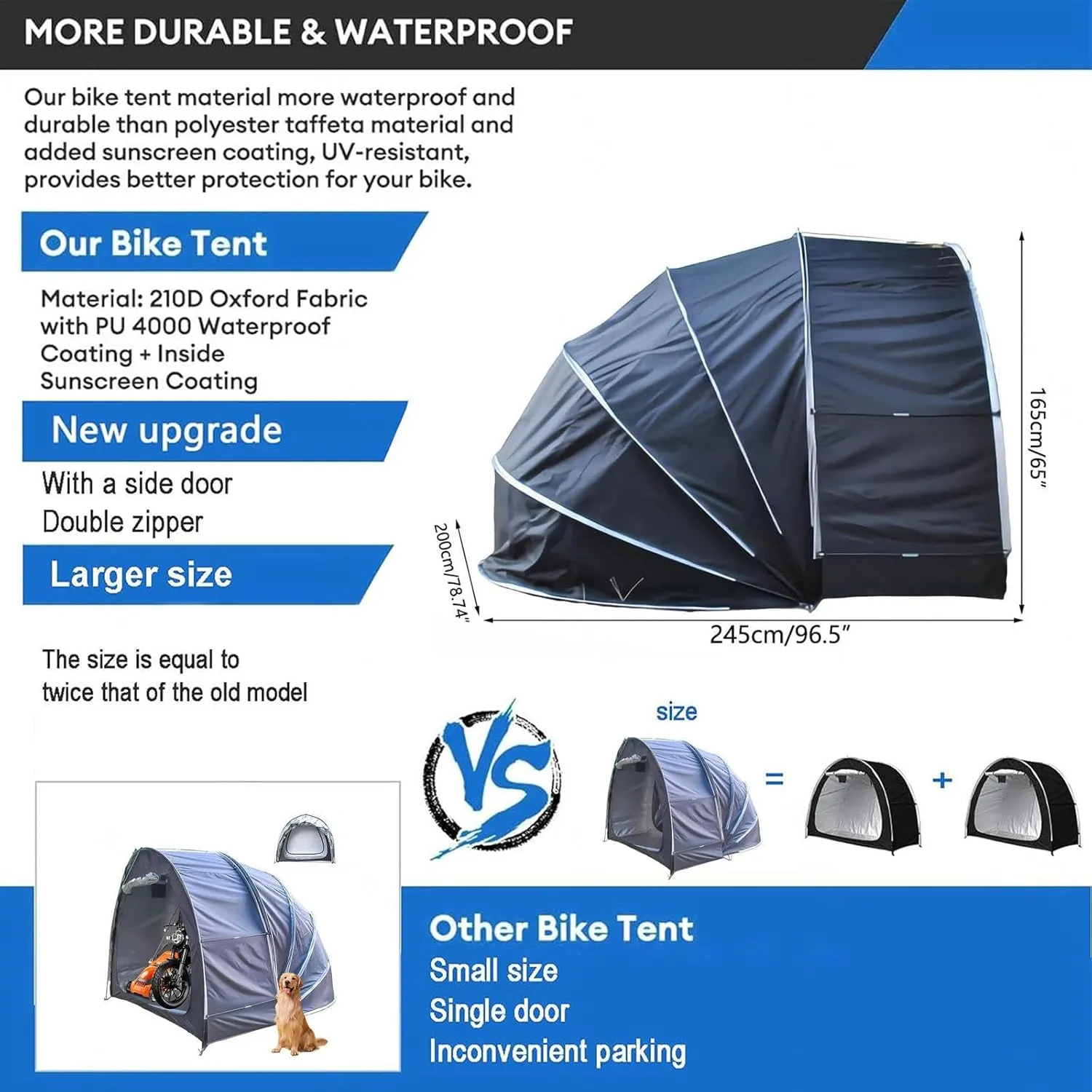Bike Storage Hanging 2 in 1 Motorcycle Shed with Double Doors for 2-5 Bikes Motorcycle Shelter Bike Storage,Green