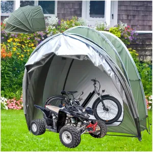 Bike Storage Hanging 2 in 1 Motorcycle Shed with Double Doors for 2-5 Bikes Motorcycle Shelter Bike Storage,Green