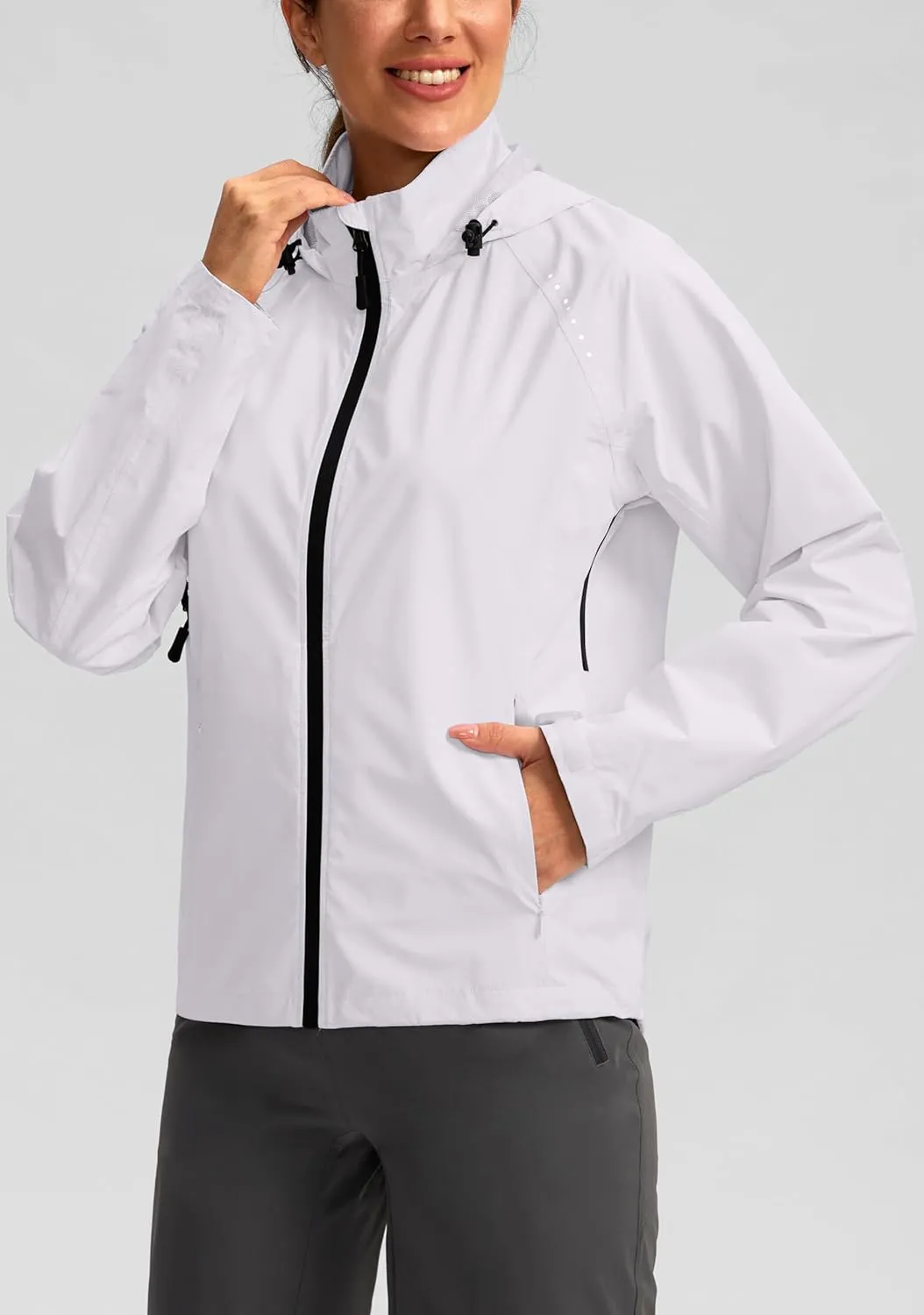 Bikewa Women's Cycling Rain Jackets Waterproof Windbreaker Lightweight Running Windproof Reflective Jacket Packable Hooded