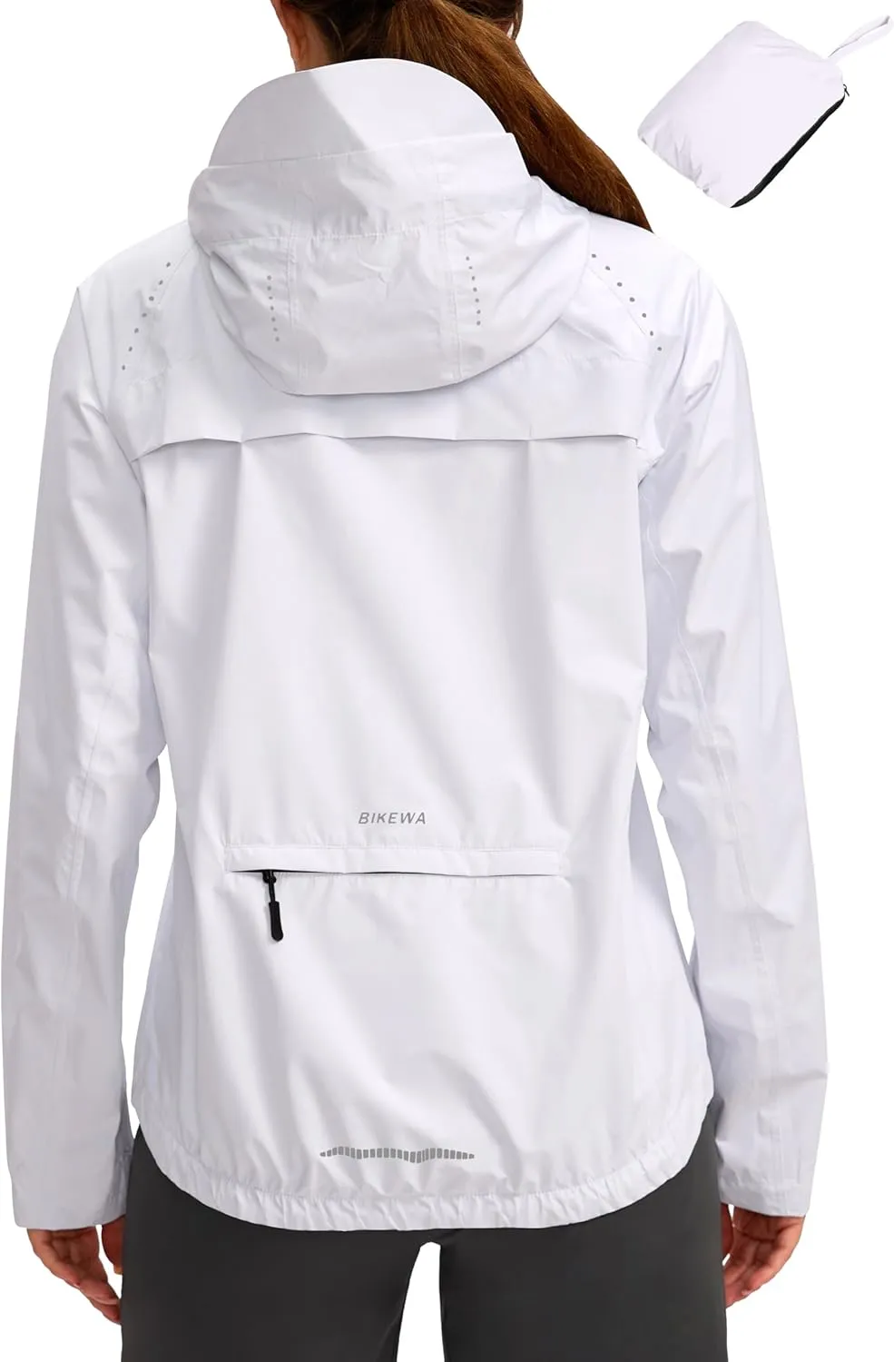 Bikewa Women's Cycling Rain Jackets Waterproof Windbreaker Lightweight Running Windproof Reflective Jacket Packable Hooded