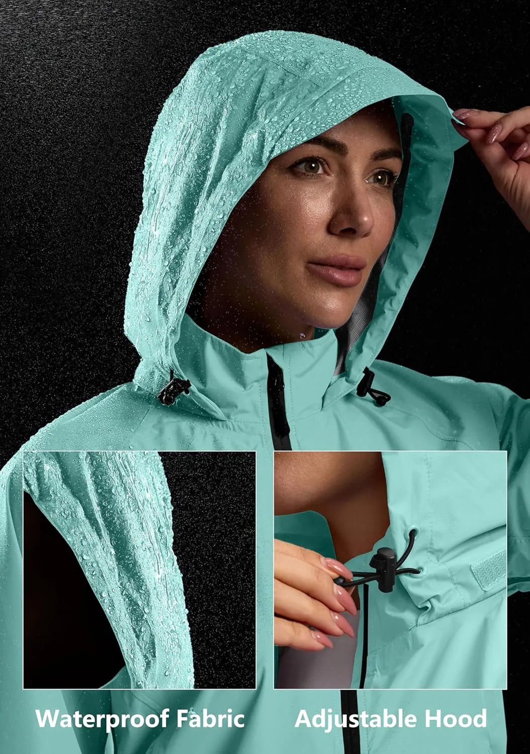 Bikewa Women's Cycling Rain Jackets Waterproof Windbreaker Lightweight Running Windproof Reflective Jacket Packable Hooded