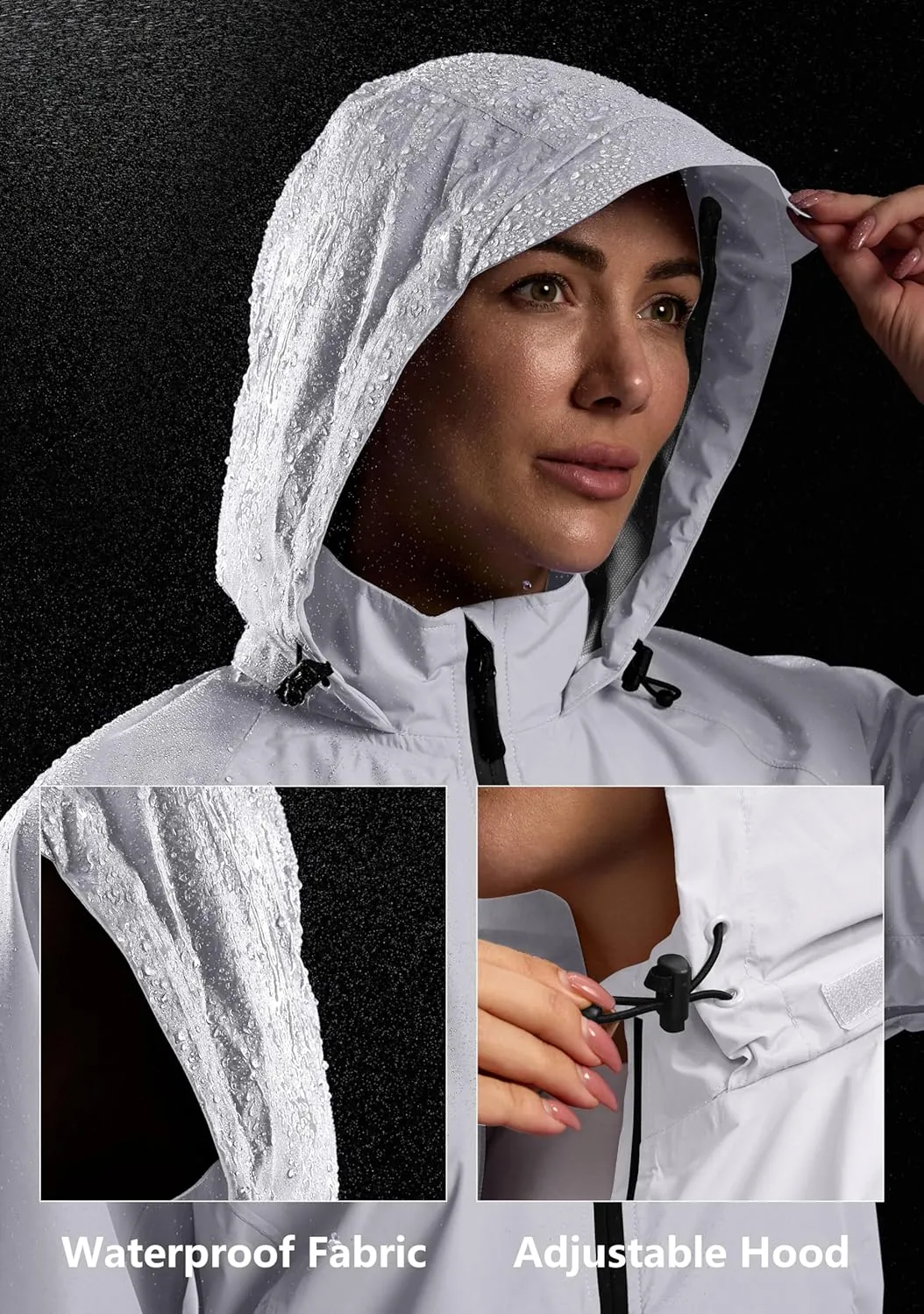 Bikewa Women's Cycling Rain Jackets Waterproof Windbreaker Lightweight Running Windproof Reflective Jacket Packable Hooded