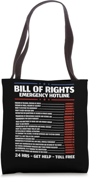Bill of Rights Emergency Hotline Amendments of Constitution Tote Bag