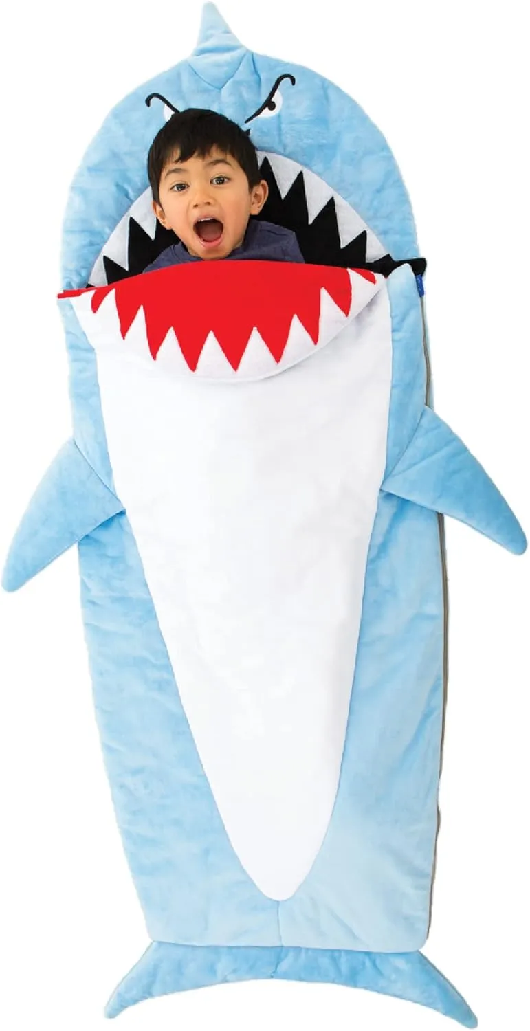 Bixbee Kids Sleeping Bag, Soft Sleepy Sack for Kids & Toddlers | Easy Roll Up Design for Daycare   Naptime, 60 x 22 Inches |Cozy Slumber Bag with Lining | Shark Sleeping Bag for Boys   Girls