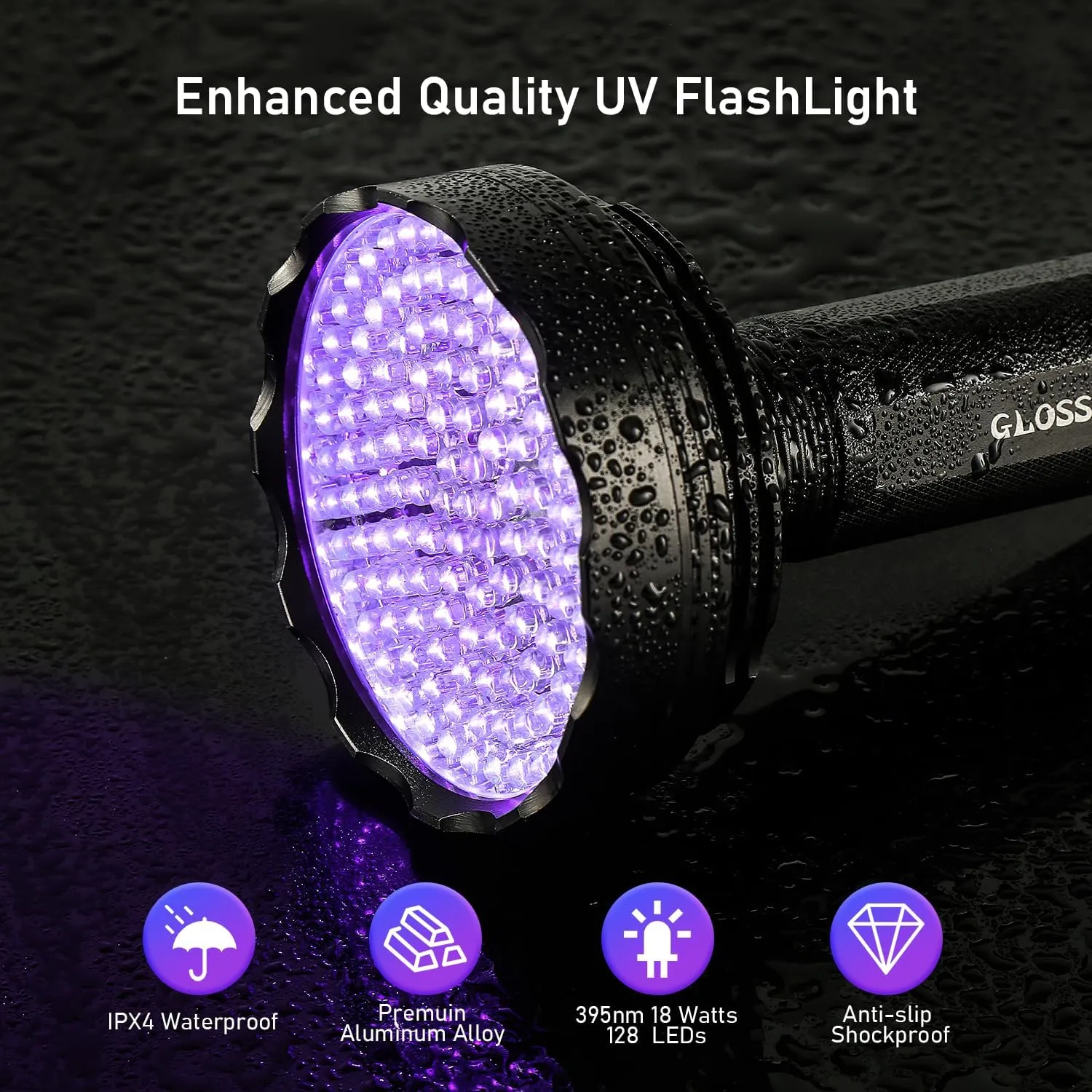 Blacklight Flashlight,128 LED UV Flashlights, Upgraded Bright Ultraviolet Flashlight Professional Black Light for Dog/Cat, Hunting Scorpions