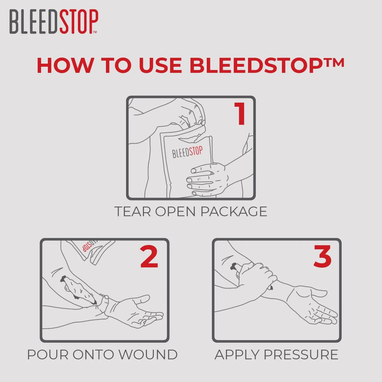 BleedStop™ First Aid Powder for Blood Clotting, Trauma Kit, Blood Thinner Patients, Camping Safety, and Survival Equipment for Moderate to Severe Bleeding Wounds or Nosebleeds (Double 4 Pack 15g)