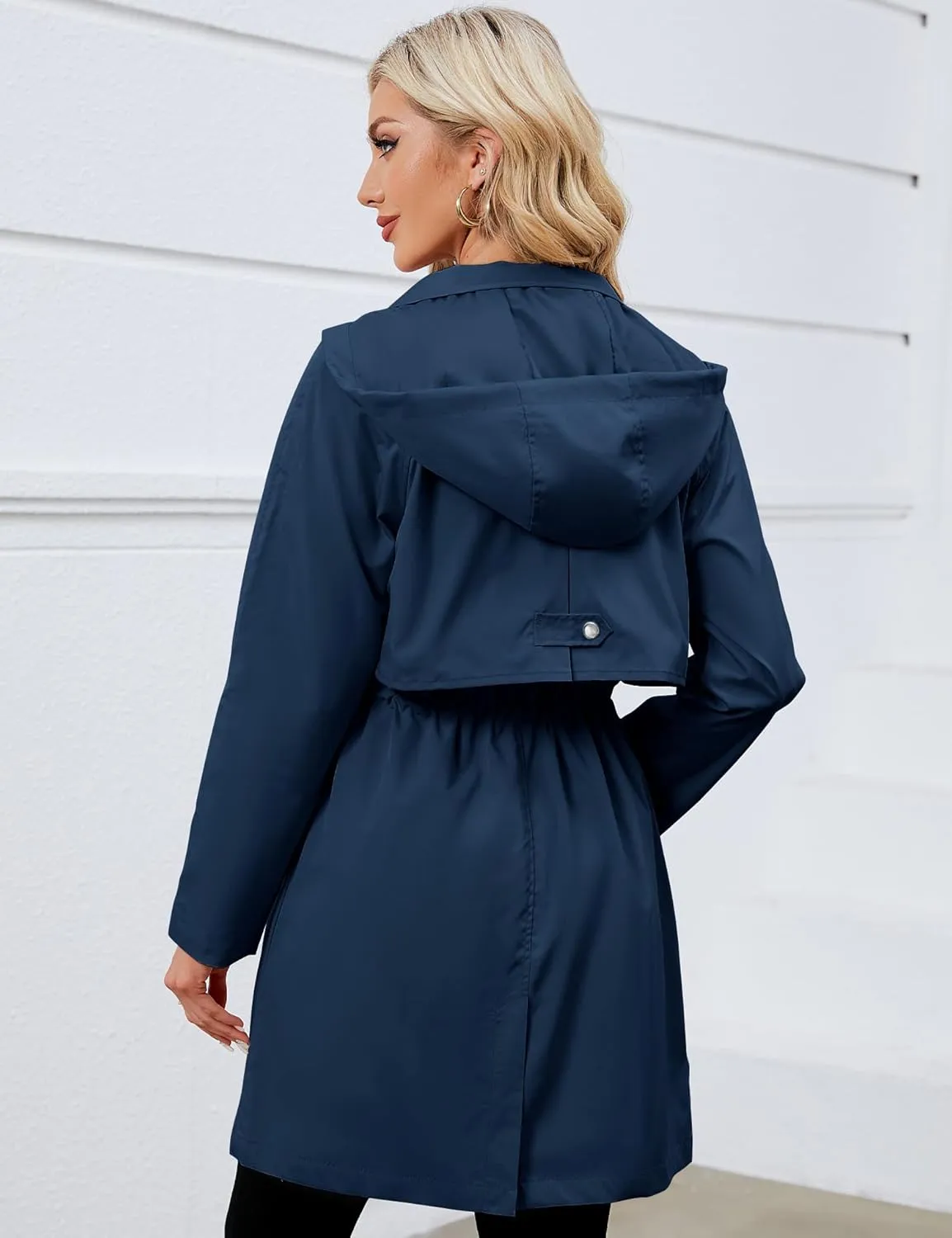 Bloggerlove Rain Jacket for Women Waterproof with Hood Trech Coat for Women Lightweight Raincoats Packable Windbreaker