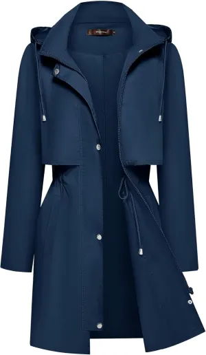 Bloggerlove Rain Jacket for Women Waterproof with Hood Trech Coat for Women Lightweight Raincoats Packable Windbreaker