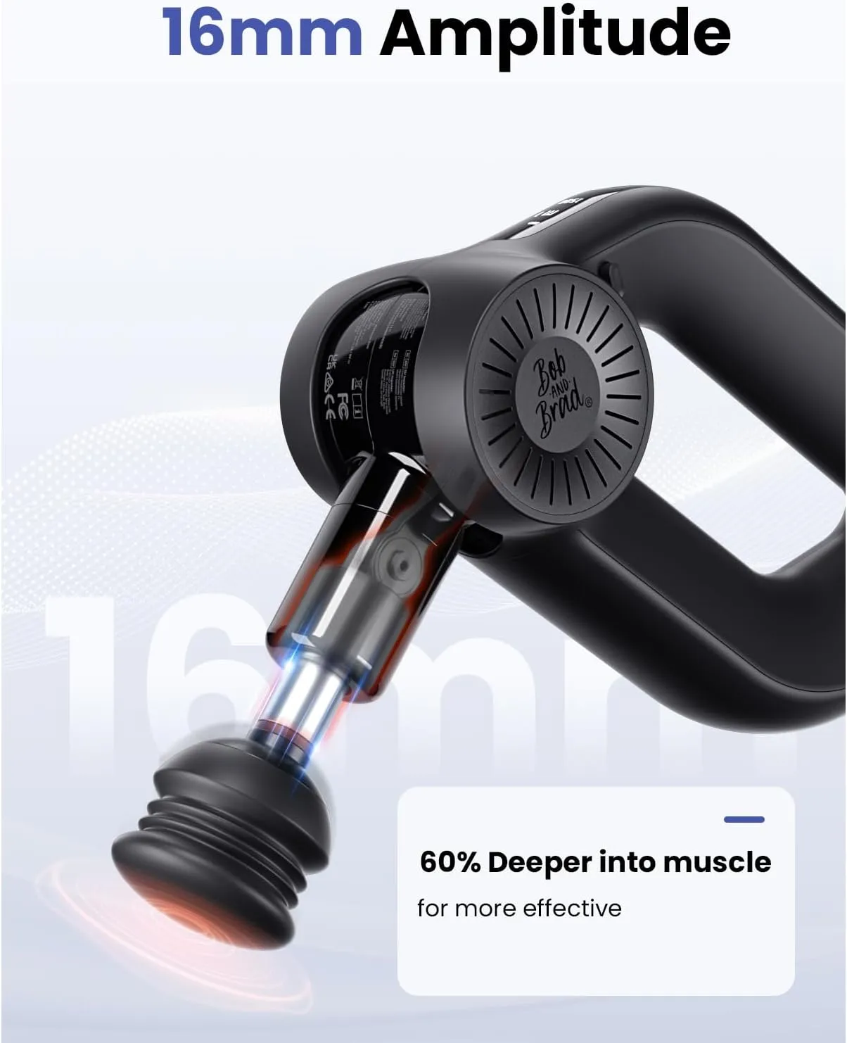 BOB AND BRAD D6 Pro Massage Gun Deep Tissue Percussion with 16mm Amplitude, Professional Muscle Massager for Athletes Pain Relief, Quiet Electric Back Massager, FSA and HSA Eligible, Gifts for Him