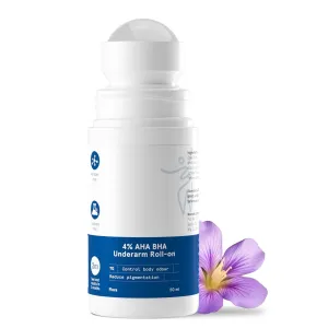 Body-.wise 4% AHA BHA Underarm Roll On 50ml | 2% Lactic Acid, 1% Mandelic Acid, 1% Salicylic Acid | Controls Odour & Reduces Pigmentation, Kills Bacteria for Radiant Underarm | Flora Fragrance