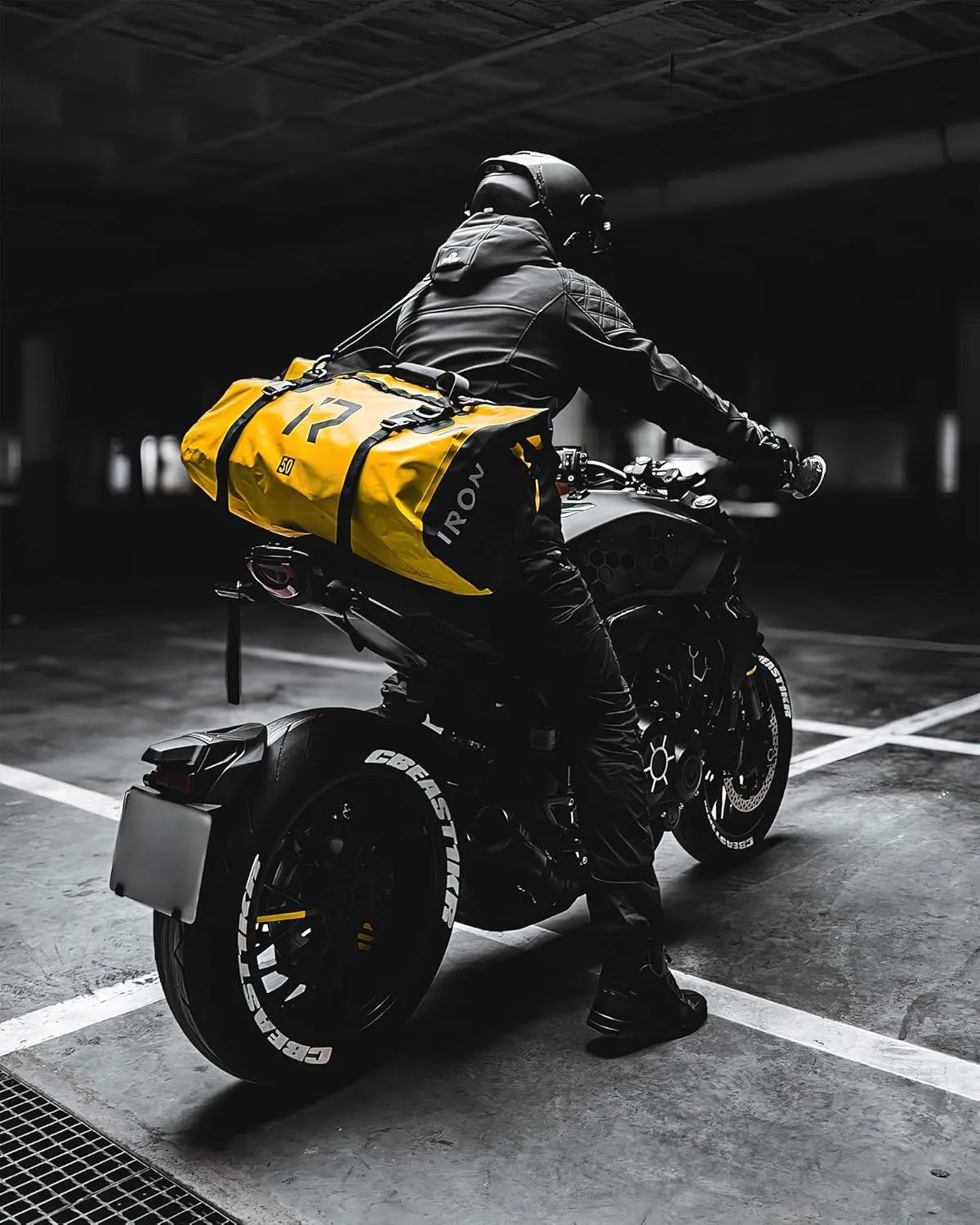 BORLENI Waterproof Motorcycle Dry Duffel Bag Luggage Tail Bag with Large Storage Space,Roll Top Closure, Shoulder Straps, Inner Pocket and Mesh Pocket for Motorcycling Travel Camping(Yellow,70L)