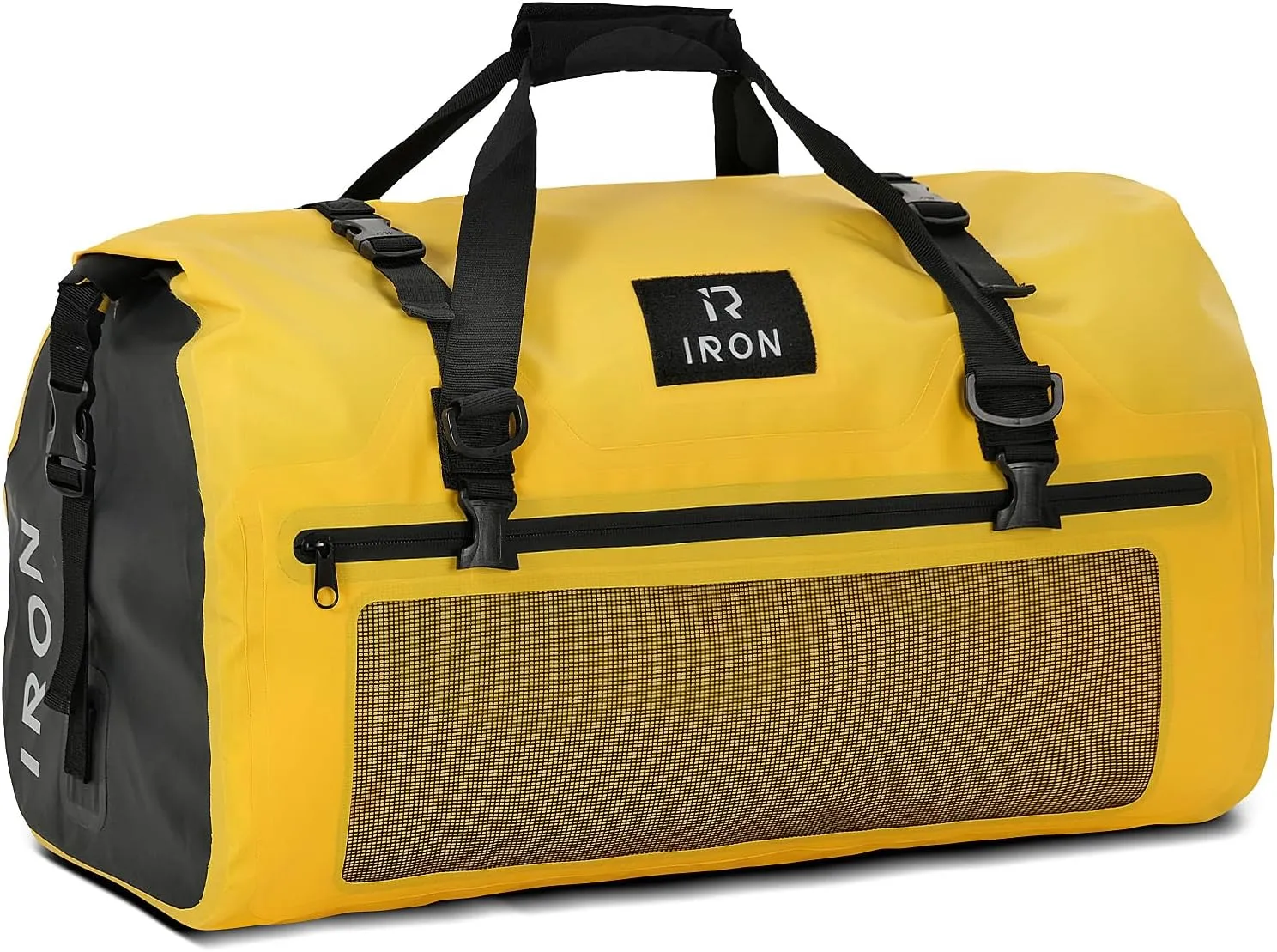 BORLENI Waterproof Motorcycle Dry Duffel Bag Luggage Tail Bag with Large Storage Space,Roll Top Closure, Shoulder Straps, Inner Pocket and Mesh Pocket for Motorcycling Travel Camping(Yellow,70L)