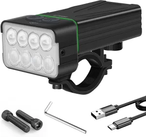 BORUIT Bike Light Rechargeable, Super Bright LED Bicycle Lights for Night Riding, IPX6 Waterproof Front Bike Light, Compact Bike Headlight Suitable for All Road、Mountain and Commuting