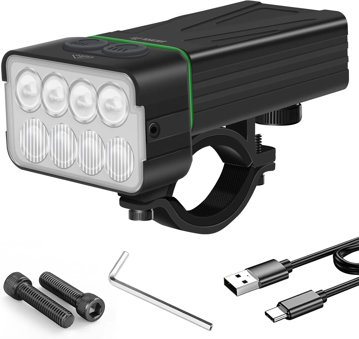 BORUIT Bike Light Rechargeable, Super Bright LED Bicycle Lights for Night Riding, IPX6 Waterproof Front Bike Light, Compact Bike Headlight Suitable for All Road、Mountain and Commuting