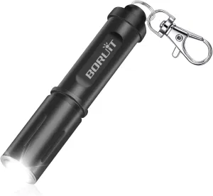 BORUIT RJ11 Mini LED Powerful EDC Flashlight,Super Bright Pocket AAA Battery Flashlights,IP67 Waterproof Small Keychain Flash Light for Home Emergency Working Walking Camping Hiking Outdoors