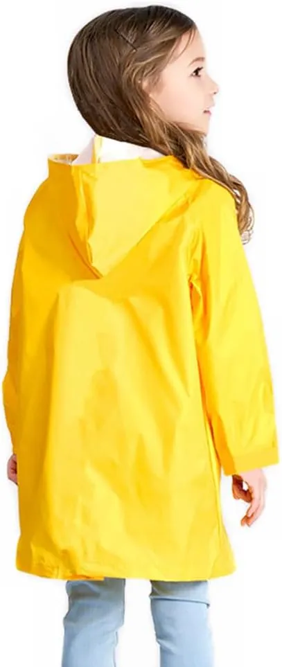 Boys Girls Raincoat, Lightweight Breathable Kids Rain Jacket Waterproof Yellow Rain Coat for Children Rainwear