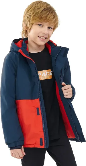 Boys Winter Coats Waterproof Breathable Snowboarding Ski Jackets Fleece Lined Hooded Rain Coat for Kids