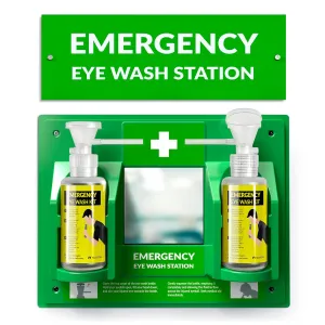 BPA Free Portable Eye Wash Station OSHA Approved - Wall-Mounted First Aid Eye Wash Kit w/Mirror & 2X 16oz Empty Bottles - No Eye Wash Solution Included - Emergency Eyewash - Set of 2