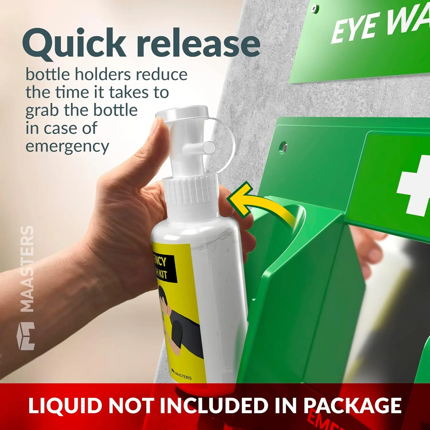BPA Free Portable Eye Wash Station OSHA Approved - Wall-Mounted First Aid Eye Wash Kit w/Mirror & 2X 16oz Empty Bottles - No Eye Wash Solution Included - Emergency Eyewash - Set of 2