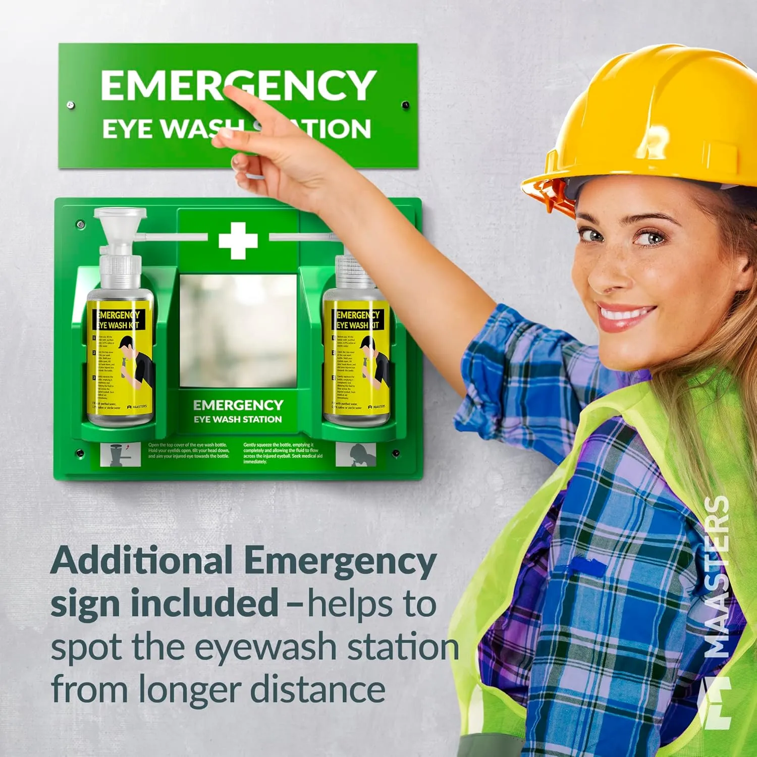 BPA Free Portable Eye Wash Station OSHA Approved - Wall-Mounted First Aid Eye Wash Kit w/Mirror & 2X 16oz Empty Bottles - No Eye Wash Solution Included - Emergency Eyewash - Set of 2