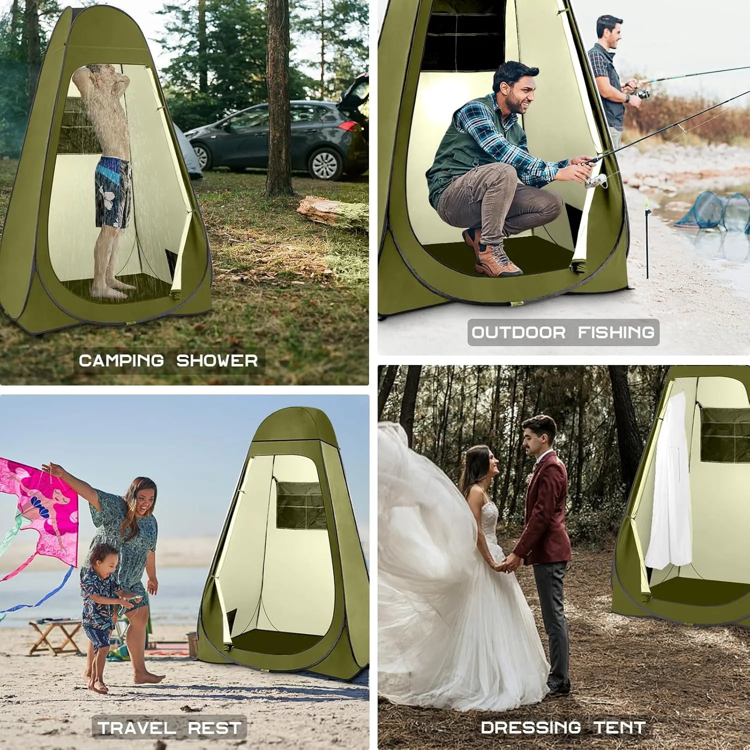 BRIAN & DANY Pop Up Shower Tent, Portable Privacy Camping Changing Tent, Camp Toilet Bathroom Pod with Rain Shelter & Windows, UPF 50  & Waterproof, 47.2" x 47.2" x 74.8"