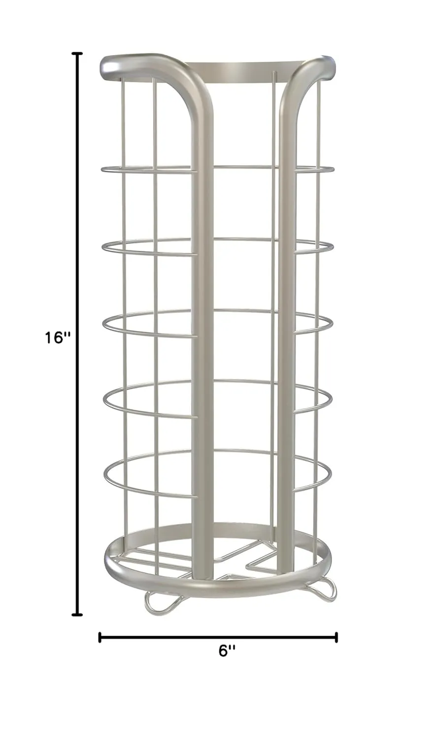 BROOKSTONE, Nickel Toilet Paper Holder, Freestanding Bathroom Tissue Organizer, Minimalistic Storage Solution, Modern & Stylish Design [Holds MEGA Rolls]