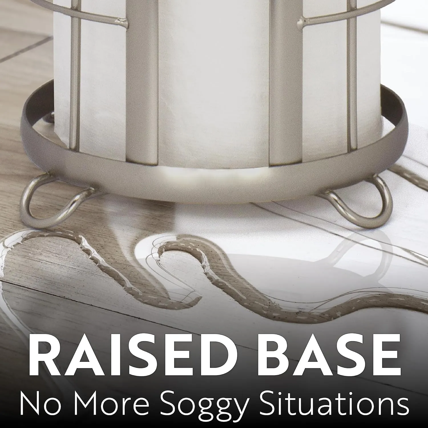BROOKSTONE, Nickel Toilet Paper Holder, Freestanding Bathroom Tissue Organizer, Minimalistic Storage Solution, Modern & Stylish Design [Holds MEGA Rolls]
