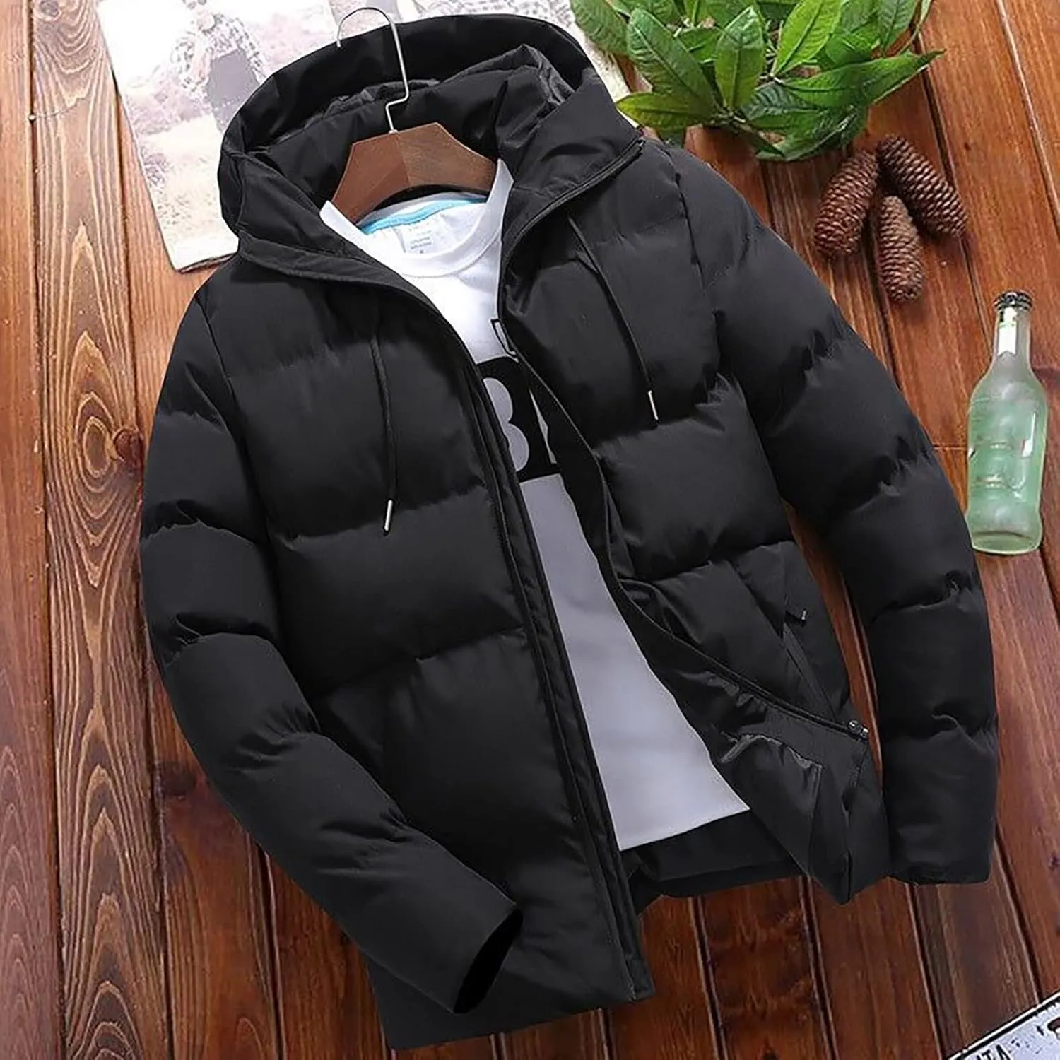 Bubble Coat With Hood Lightweight Packable Long Sleeve Zip Puffer Jacket Winter Warm Padded Down Jacket Outwear
