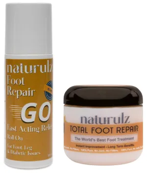 Bundle & Save!!! Total Foot Repair Bundle - 4 oz Topical & 3 oz Roll-On -All-Natural Foot Care Travel Size Roll-on- For Dry, Cracked, Heels, Feet, Legs, Hands, Knees.