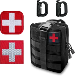 Bundle Sale! Save 10% on First Aid Pouch (Black)   2 Packs Medic Cross Patch (Embroidered Reflective)