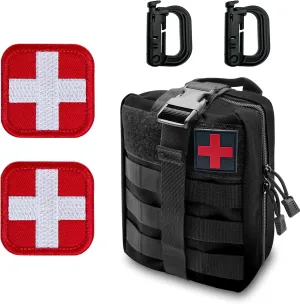 Bundle Sale! Save 10% on First Aid Pouch (Black)   2 Packs Medic Cross Patch (Embroidered)