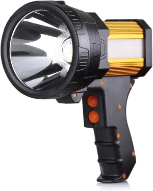 BUYSIGHT Rechargeable Spotlight,Spot Lights Hand held 800 lumens Large Flashlight Handheld Spotlight Lightweight and Super Bright Flashlight (Aluminium_Alloy Golden)