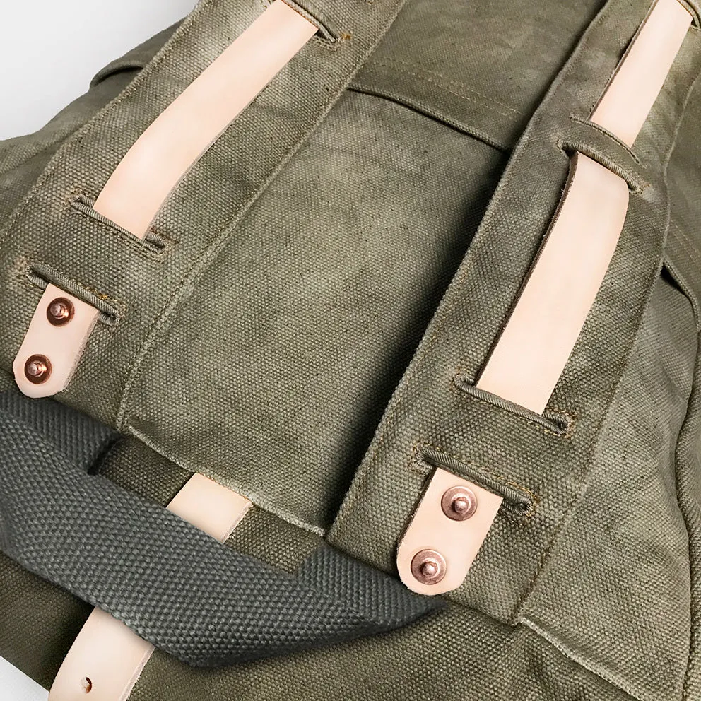 BZEN X MINER49ER LIMITED EDITION BERGEN16-16MG ROLL TOP BACK PACK VEGGIE DYED CANVAS-20oz-MOSS GREEN