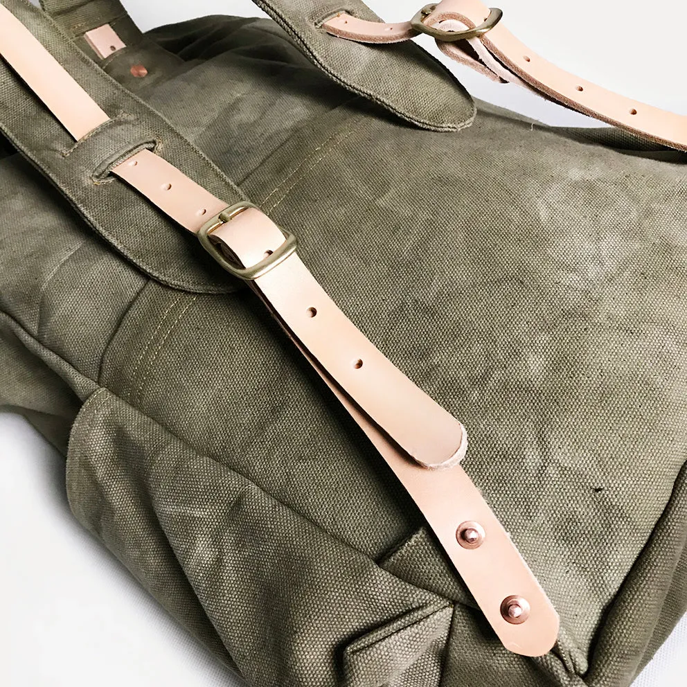 BZEN X MINER49ER LIMITED EDITION BERGEN16-16MG ROLL TOP BACK PACK VEGGIE DYED CANVAS-20oz-MOSS GREEN