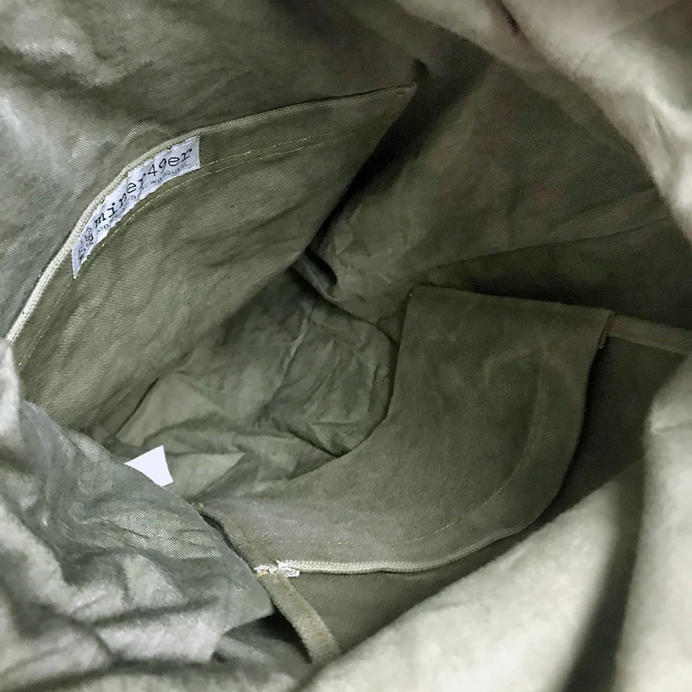 BZEN X MINER49ER LIMITED EDITION BERGEN16-16MG ROLL TOP BACK PACK VEGGIE DYED CANVAS-20oz-MOSS GREEN