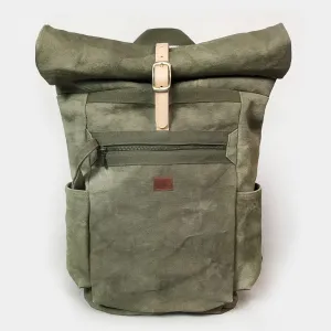 BZEN X MINER49ER LIMITED EDITION BERGEN16-16MG ROLL TOP BACK PACK VEGGIE DYED CANVAS-20oz-MOSS GREEN