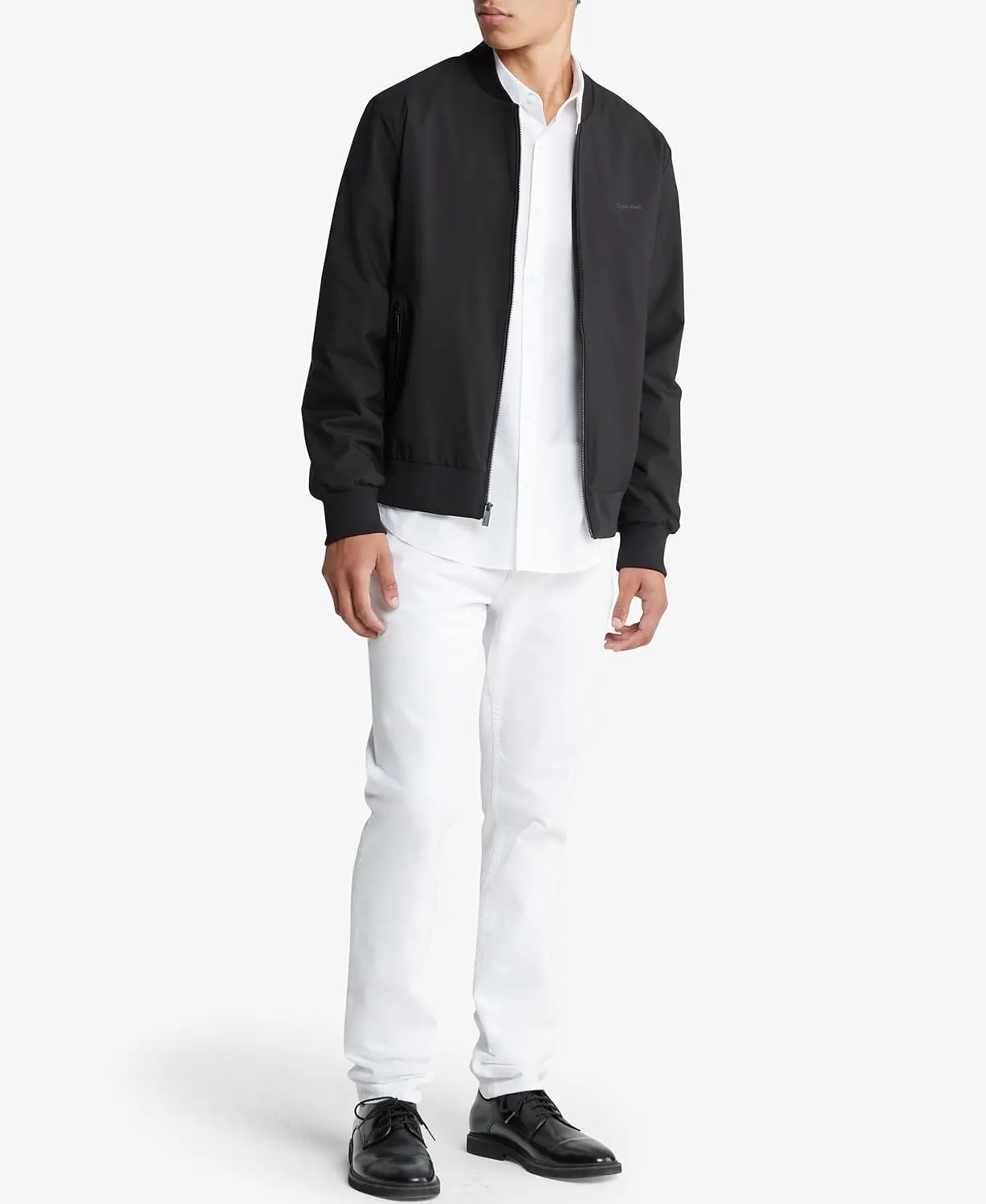 Calvin Klein Men's Matte Logo Zip Bomber Jacket