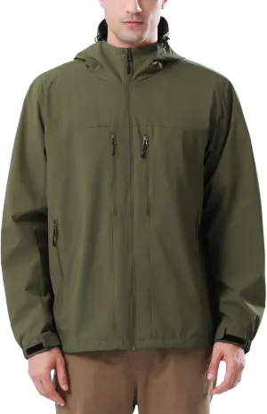CAMEL CROWN Men's Waterproof Softshell Jacket Lightweight Windbreaker Hooded Rain Coat For Outdoor Hiking