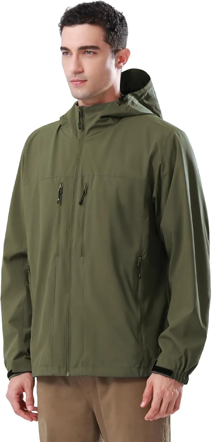 CAMEL CROWN Men's Waterproof Softshell Jacket Lightweight Windbreaker Hooded Rain Coat For Outdoor Hiking