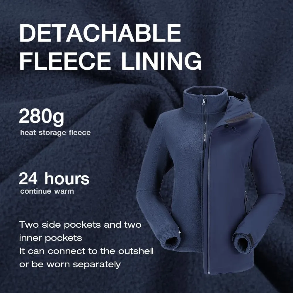 CAMEL CROWN Women's Ski Jacket Waterproof 3 in 1 Winter Coat with Fleece Inner Warm Windproof For Snow Outdoor Hiking