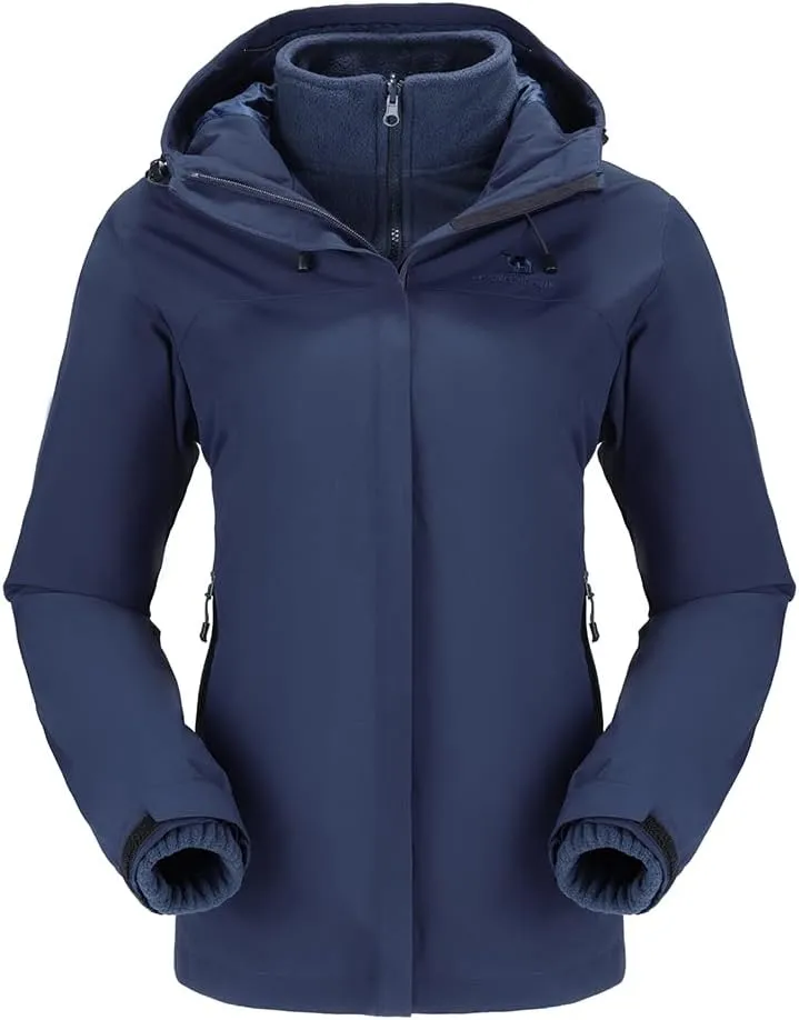 CAMEL CROWN Women's Ski Jacket Waterproof 3 in 1 Winter Coat with Fleece Inner Warm Windproof For Snow Outdoor Hiking