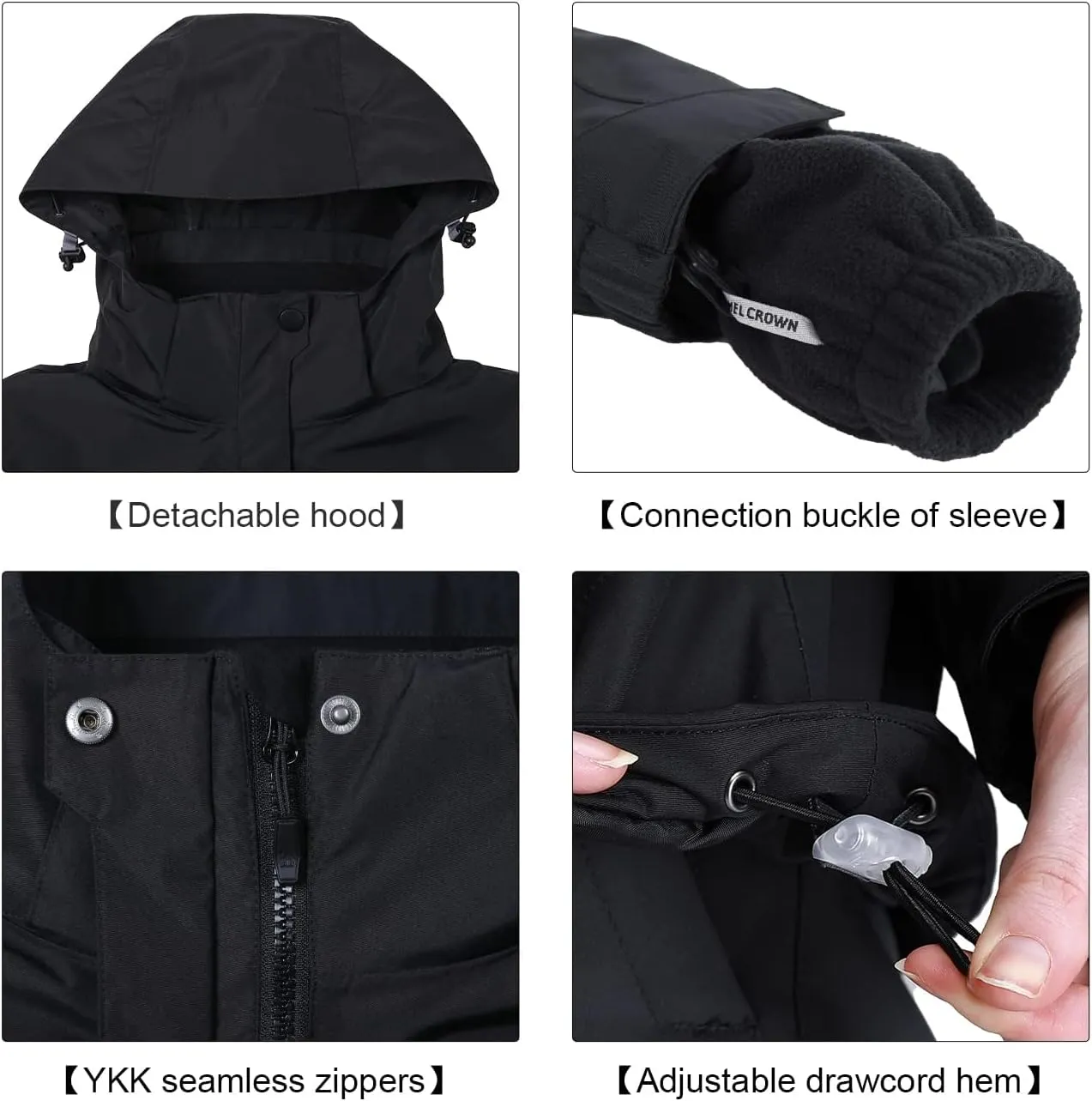 CAMEL CROWN Women's Waterproof Ski Jacket 3 in 1 Winter Coat Windbreaker Snowboard Jackets for Rain Snow Outdoor Hiking