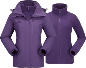 CAMEL CROWN Women's Waterproof Ski Jacket 3 in 1 Winter Coat Windbreaker Snowboard Jackets for Rain Snow Outdoor Hiking