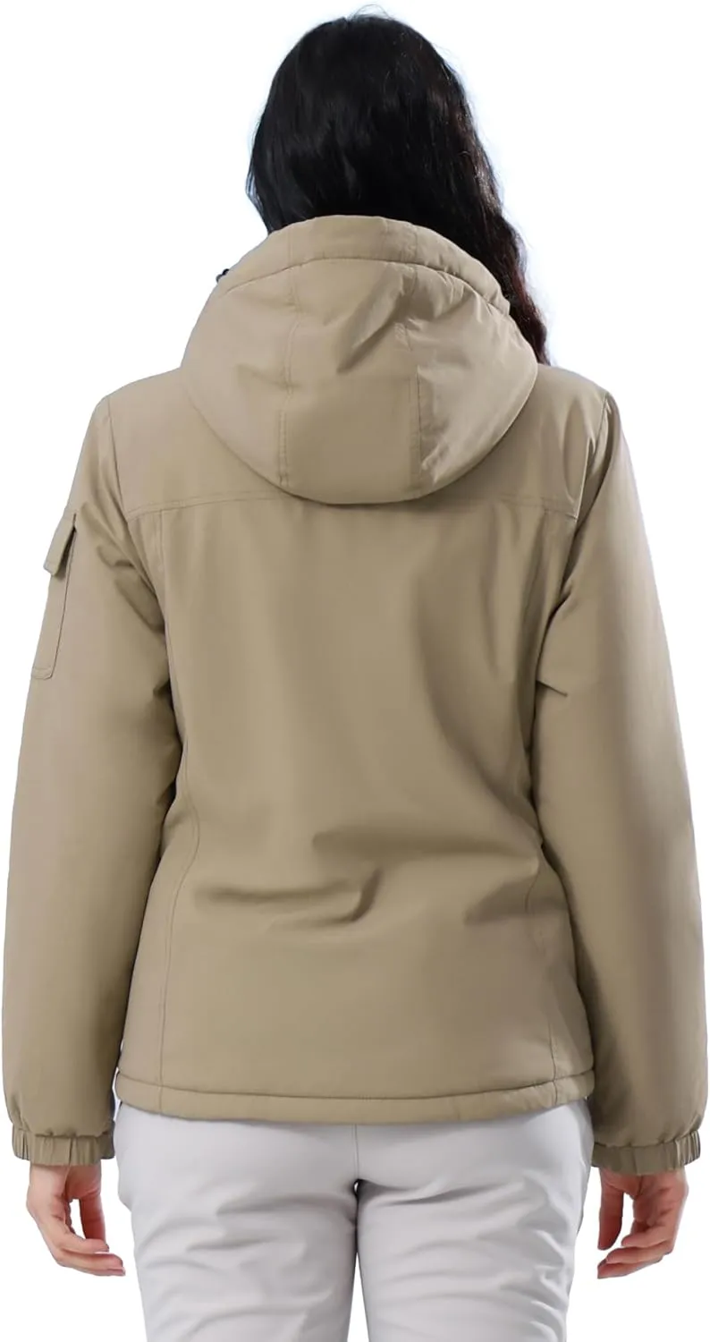 CAMEL CROWN Women's Waterproof Ski Jacket Warm Winter Snow Coat Hiking Windbreaker Hooded Outdoor Snowboarding Jacket