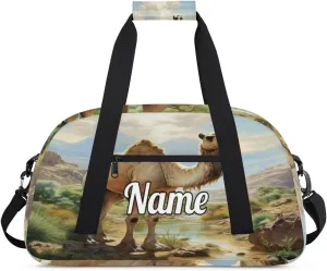 Camel Pattern Custom Name Sport Duffel Bag Dance Bag for Girls Teens Personalized Ballet Bag Gift for Birthday Christmas Helloween